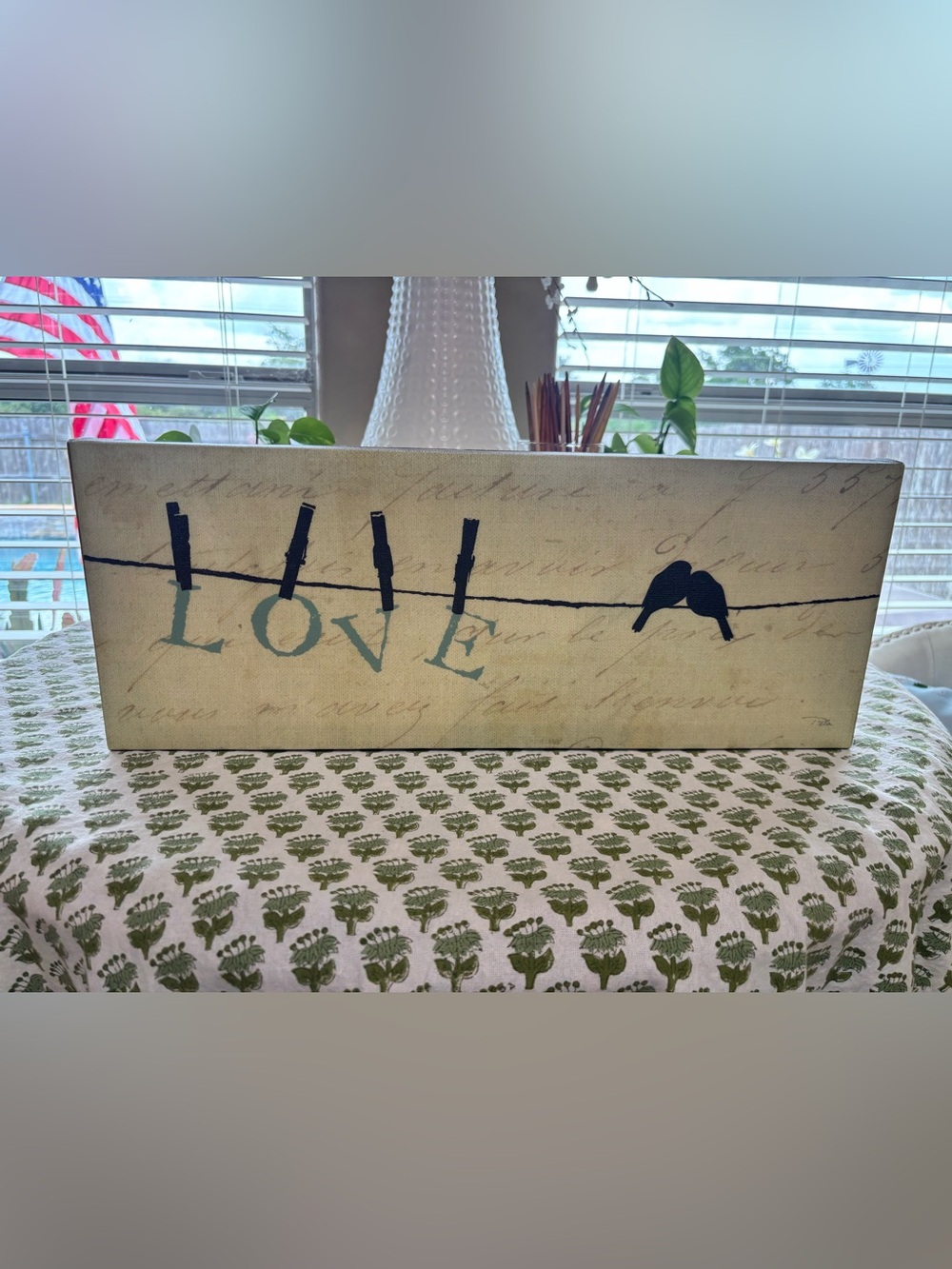 Alain Pelletier "Birds on a Wire - Love" Gallery Wrapped Canvas Wall Art Decor